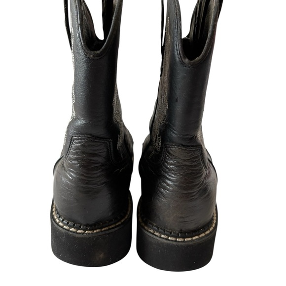 Roper Black Leather Cowboy Boots Rhinestones Lug soles Western Size 9 - Picture 2 of 12